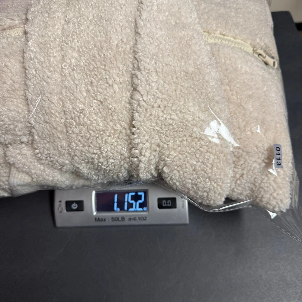 Scoop Cream Sherpa Fleece Teddy Bear Jacket Hooded Zip Up Bomber Style Small Y2K - Picture 10 of 10